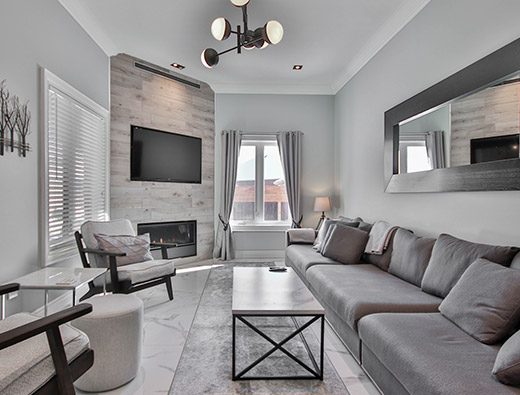Living room with fireplace